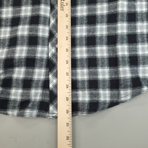 Wrangler Wrancher Shirt Men Medium Regular Fit Black White Plaid Pearl Snap Soft - Picture 9 of 12